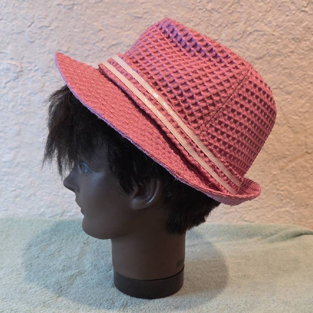 Pink Woven Fedora Hat
